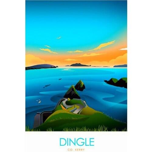 Vintage Dingle Dunquin Pier Irish Travel Poster Metal Tin Sign 8x12 Inch Retro Art Bar Pub Cafe Office Wall Decor New