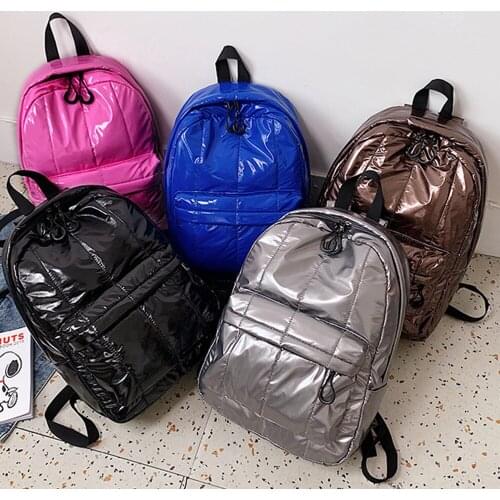 Winter Space Padded Backpacks Bags for Women Fashion Down Cotton Travel Bag Female Designer School Bags for Teenager Big Purses