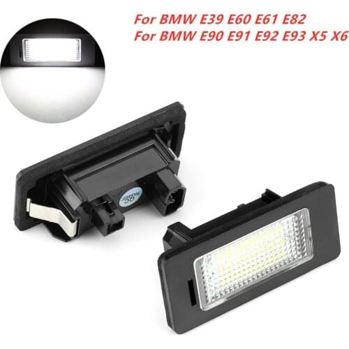 2pcs Error Free Led License Plate Lights Lamps Bulbs Canbus White 6000k 12V For BMW E39 E60 E61 E82 E90 E91 E92 E93 X5 X6