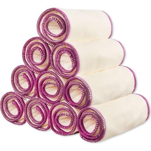 10pcs 4 Layers Colorful Diaper Insert Reusable Super Soft Bamboo Cotton Baby Nappy Insert 40x15cm for Cloth Diaper&Covers