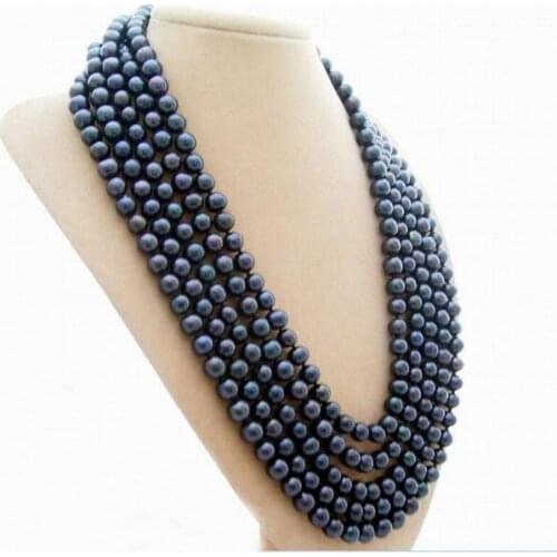 8x9mm black colors real pearl 80cm 125cm 200cm 30'' 78'' necklace natural Freshwater PEARL Women Jewelry 35cm 43cm 15'' 17