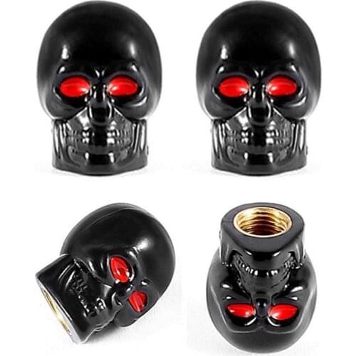 4pcs set of universal tires car skull anti-rust motorcycle copper core car wheel tire air intake caps stem cover wheels auto