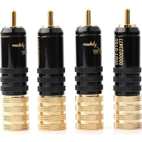 4pieces WBT-0510 24k Gold Plated RCA Plug Gold Male Connector HIFI rca plug solder Audio rca plug wbt stype,Gold Plated RCA Pho