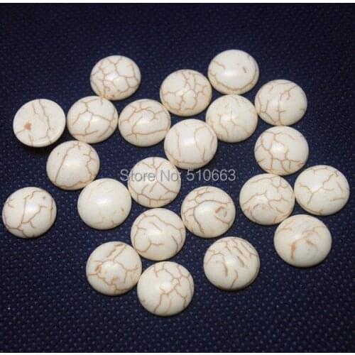 50 Pieces/Lot White Turquoisee Cabochon Turquoisee Stone Beads Accessories For Earring or Pendant Adhesive Surface Size 18mm