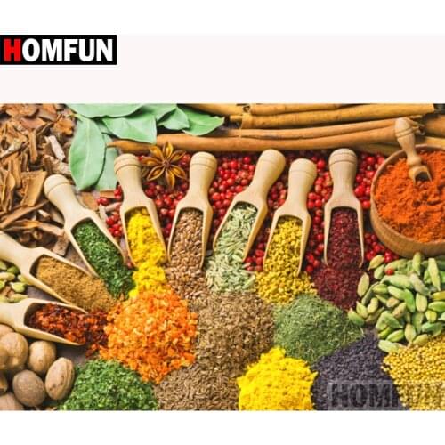 HOMFUN Full Square/Round Drill 5D DIY Diamond Painting "Kitchen seasoning" 3D Diamond Embroidery Cross Stitch Home Decor A18615