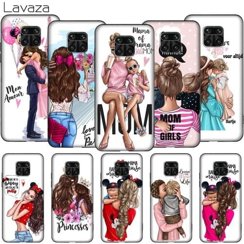 T26 Black Brown Hair Baby Mom Girl Case for Redmi Note 5 6 6A 7 7A 8 8T 8A 9 9C 9S K20 K30 Poco X2 Pro Max