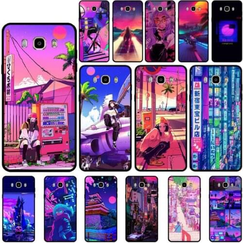 Vaporwave Glitch Anime Art Pixel Aesthetic girl Phone Case For Samsung J4 5 6 2 7 2017 prime neo pro core plus note8 9 10 pro
