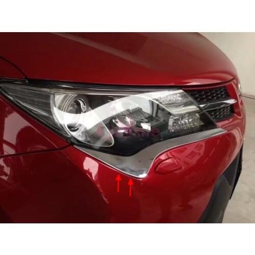 For Toyota RAV4 2014 2015 Chrome Car Styling Headlight Eyebrow Trim Lamp Cover Overlay Panel Accessories