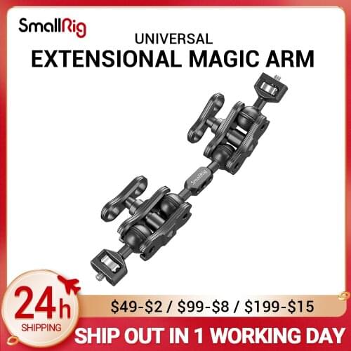 SmallRig Dual Aluminum Camera Articulating Magic Arm Ballhead Extension Bar for Magic Arms (1/4" Screws) DSLR Monitor Support