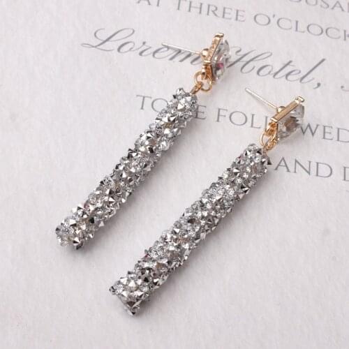 European and American popular fashion long crystal earrings female new style tide eardrop Japan and South Korea personality web
