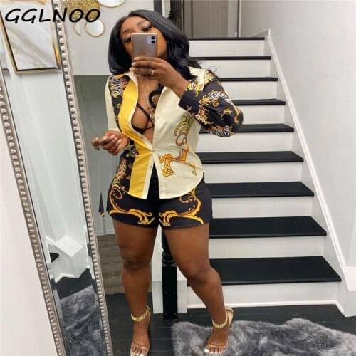GGLNOO Paisley Active Sweatsuit Vintage Womens Set Blouses and Shorts Streetwear Matching Two 2 Piece Outfits Tracksuit Summer