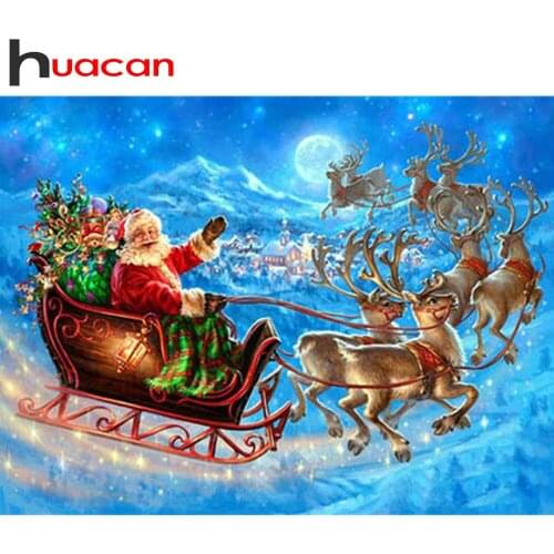Huacan Full Square/Round Diamond Painting Santa Claus 5D DIY Diamond Embroidery Mosaic Christmas Decorations For Home