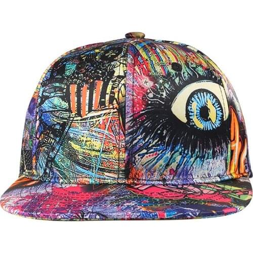 Men Cap Snapback Flat Bill Baseball Dad Hat 3D Print Adjustable Hip Hop Sports Outdoor Accessory For Teenagers