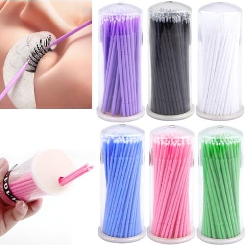 100pcs/lot Disposable Micro Applicators Brushes Cotton Swab Eyelash Brushes Individual Eyebrow Sticks Microbrushes Makeup Tool