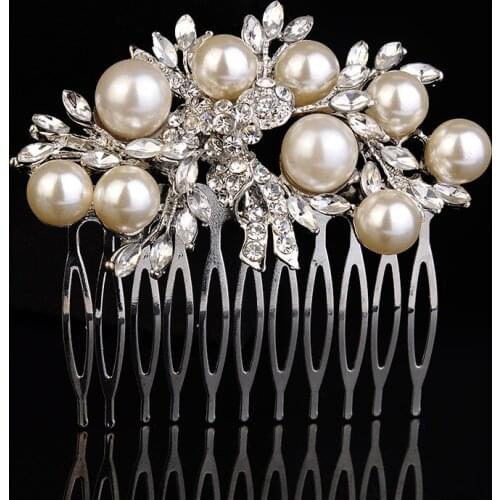 Korean bridal hair accessories rhinestone pearl boutique wedding jewelry low-key luxury wedding headdress comb