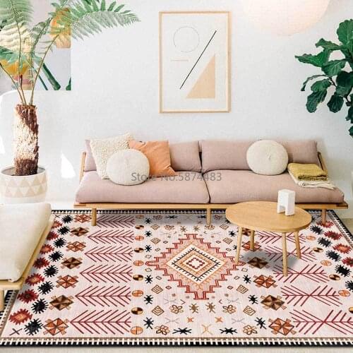 Fashionable Modern Fresh Pink Geometric Ethnic Style Living Room Bedroom Bedside Carpet Floor Mats