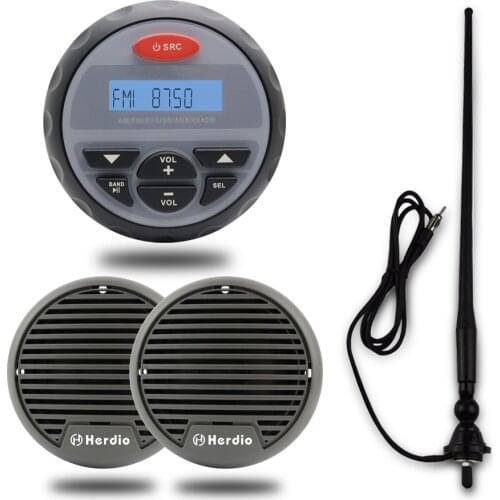Marine Waterproof Bluetooth Radio Car Stereo Motorcycle Boat Audio FM AM USB MP3 Player 3" 140W Marine Speaker With Antenna