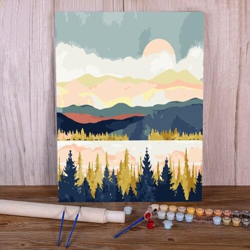 Landscape Mountain Sunrise DIY Paint By Numbers Package Oil Paints 50*70 Picture By Numbers Photo Loft Wall Picture Drawing