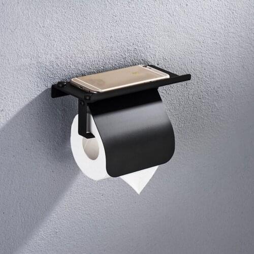 Wall Mounted Toilet Paper Holder Stainless Steel Tissue Mobile Phone Holder Bathroom Roll Paper Rack WC Restroom Accessories