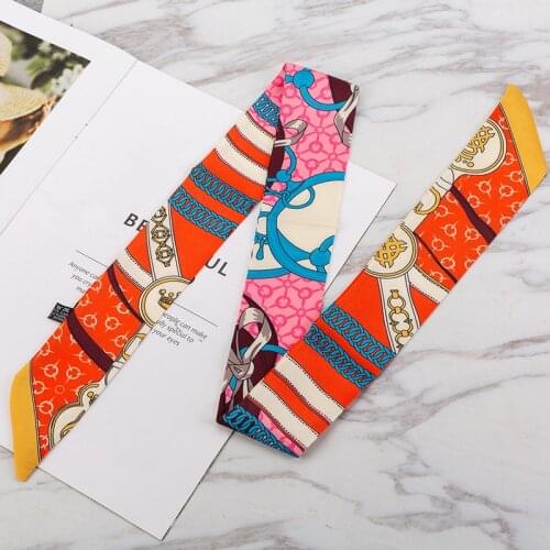 New skinny silk scarf womens turban tied handbag ribbon design belt wrist strap fashion ladies hair band hair accessories