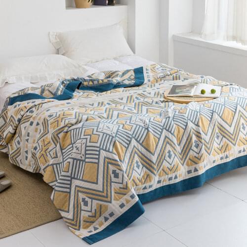 100% Cotton Nordic Printed Bedspread On The Bed Yellow Muslin Large Soft Plain Summer Blanket Throw Cover For Sofa Chăn Mùa Hè