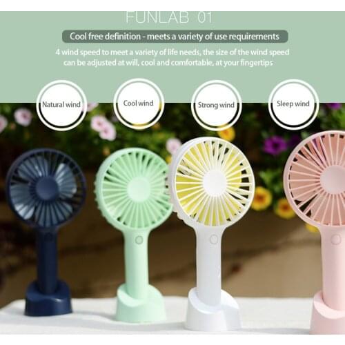 ELOOLE Portable Electric Fan Hand-held Rechargeable Adjustable Electric Fan Desktop Bedroom Office 4-speed Ventilador Pink