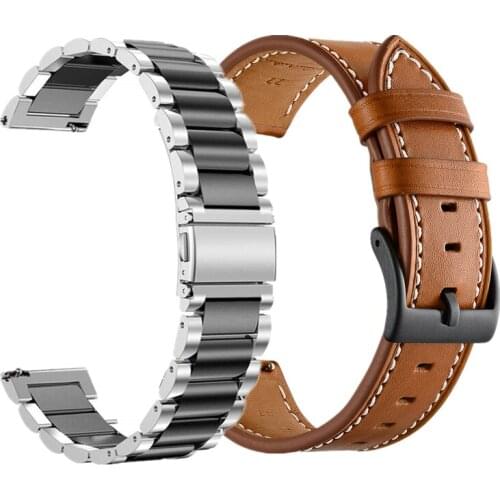 Watchband sets for samsung gear s3 Frontier/Classic band active 2 40mm 44mm 20mm 22mm stainless steel and leather wrist strap