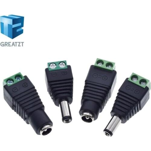 GREATZT 1pack 5.5MM x 2.1MM / 2.5MM Female Male DC Power Plug Adapter for 5050 3528 5060 Single Color LED Strip and CCTV Cameras