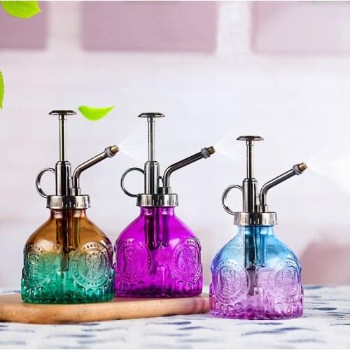 Vintage Relief Glass Pressure Spray Bottle Garden Plant Flower Water Mist Bottle Gradient Color Watering Pot Garden Supplies