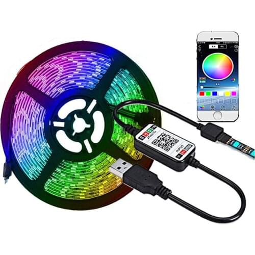 USB Bluetooth LED Strip Lights RGB 5050 SMD Flexible Ribbon Waterproof LED Light Strip Living Room Background Tape Diode DC 5V