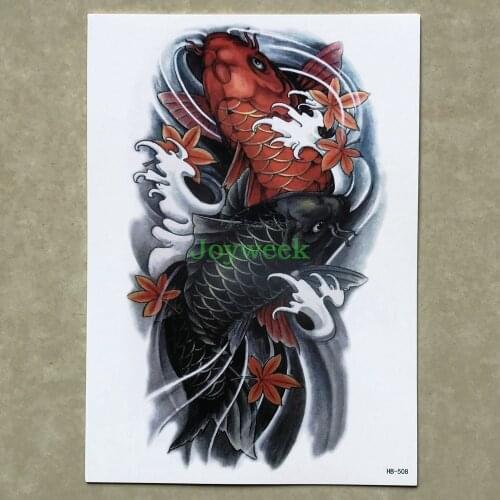 Waterproof Temporary Tattoo Sticker large size Buddhism totem carp fish tatto stickers flash tatoo fake tattoos for women men