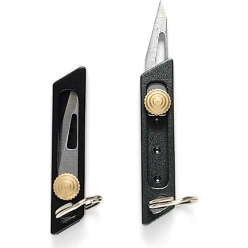 Retractable Sliding Blade Stainless Steel EDC Folding Outdoor Survive Portable Pocket Knife Mini Knife Paper Key Ring