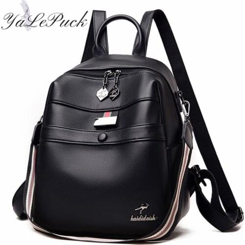 2020 Women backpack high quality leather school bags for girls high capacity ladies travel backpack womens vintage backpacks