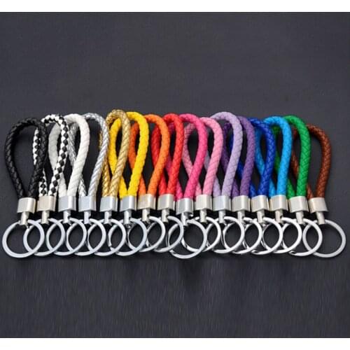 1Pc Fashion handmade pu leather rope keychain Car key ring Auto Key Chain bag pendant accessories