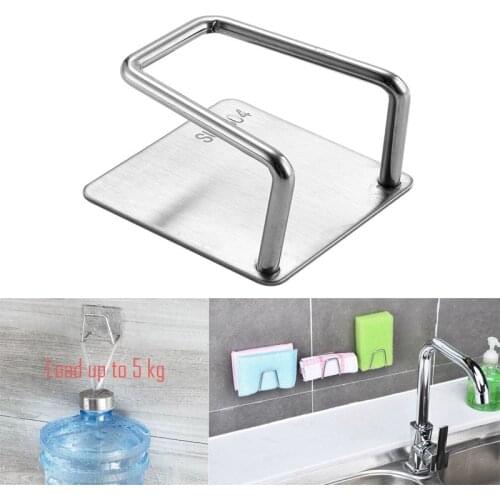 1pcs Stainless Steel Sponges Holder Drain Drying Rack Self Adhesive Sink Shelf Kitchen Accessories Storage Organizer Gadgets
