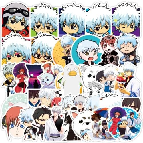 10/30/50Pcs Japanese Anime GINTAMA Waterproof PVC Stationery Sticker DIY Luggage Laptop Graffiti Skateboard Children Toy Sticker