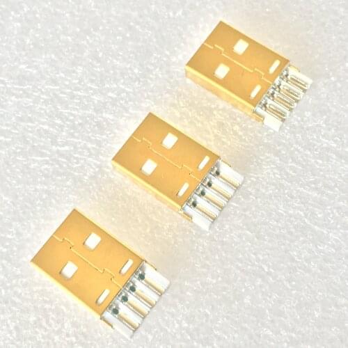 10Pcs USB Type A Male 4Pin Wire Solder Type Plug DIY Connector Gold plating