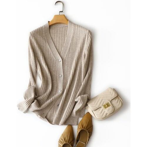 100% cashmere knitted cardigan V-Neck Single Breasted warm fall sweaters for women warm knitted sweater for women tops