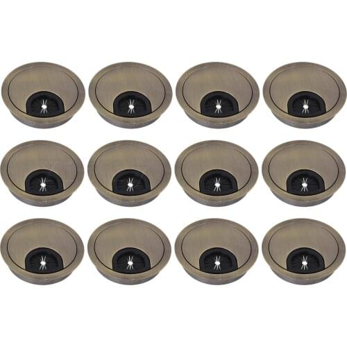 12PCS Bronze Desk Cord Grommets Wire Cable Hole Covers for Office Desk