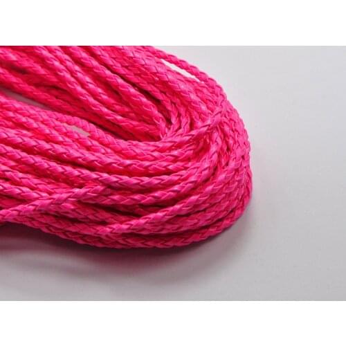 32.8 Feet Neon Hot-Pink Braided Leatheroid String Jewelry Cord 3mm