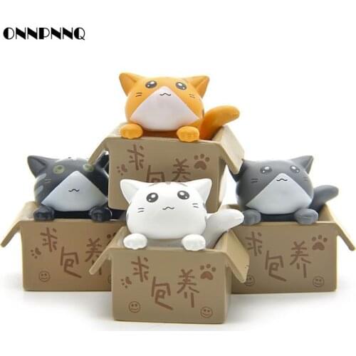 4pcs/set Diy Kawaii Cat Explosion Of Miniatures Landscape Toy Kids Gift Animal Souvenir Cute Figurine Garden Decoration
