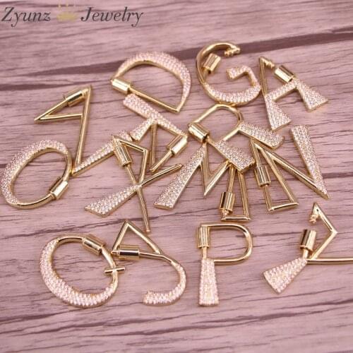 5PCS, 28MM, New design gold plated letter intitial screw clasp charm, letter clasp charm, letter jewelry component clasp