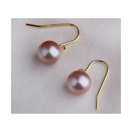 Free shipping>>>>noble jewelry AAA++10-11mm natural Australian south sea lavender pearl earring 14k