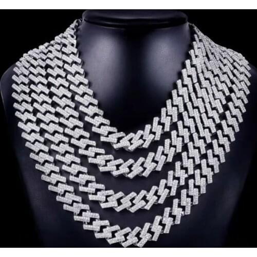 Iced Out Paved Rhinestone Link Chain15MM Heavy Metal Miami Curb Cuban Chain Bling Rapper Necklace for Men Hip Hop Jewelry Cubana