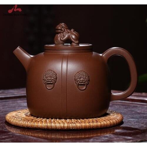 Handmade Yixing Teapot 300cc Purple Clay Zisha Pot Fu Pot 9 Holes