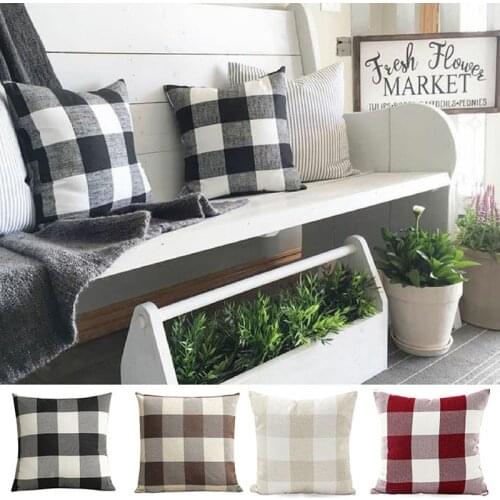 CANIRICA Cushion Cover Black Pillow Cover Plaid Decorative Pillows Nordic Home Decoration Throw Pillows Living Room Decor