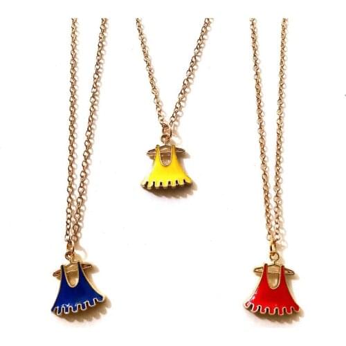 Enamel color girl skirt dress necklace metal gold choker chain dress pendant necklace fashion women costume jewellery handmade