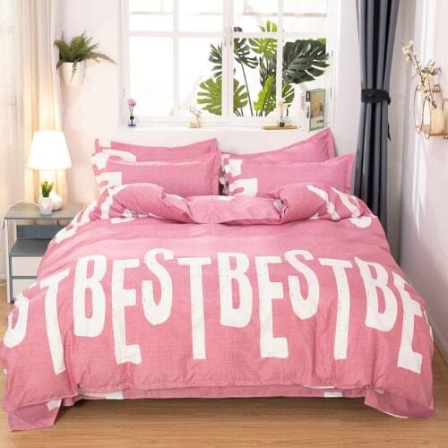 3-D Paint Pink With Letter Bedding Set Simple Duvet Cover Set Pillowcase Home Textile 2/3pcs Bed Linen King Queen Size Dropship