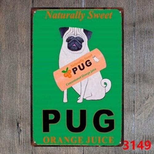 Metal Tin Sign Naturally Sweet Pug Decor Bar Pub Home Vintage Retro Large :12X 8/ 12X 6 Inches