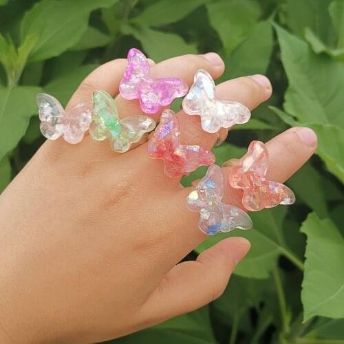 Fashion INS Butterfly Resin Rings for Women Girl Geometric Acrylic Charm Fingers Rings Party Gift Drop Shipping
